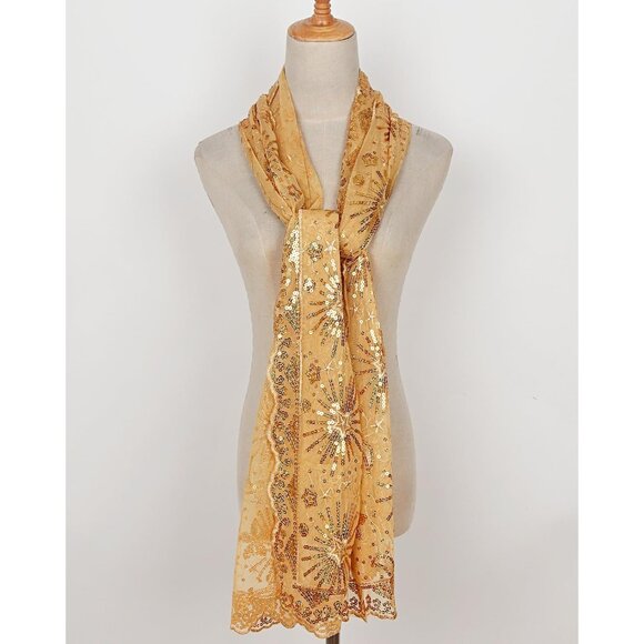 WOMEN'S 1920s Sequined Shawl Wraps - gold - Picture 3 of 8